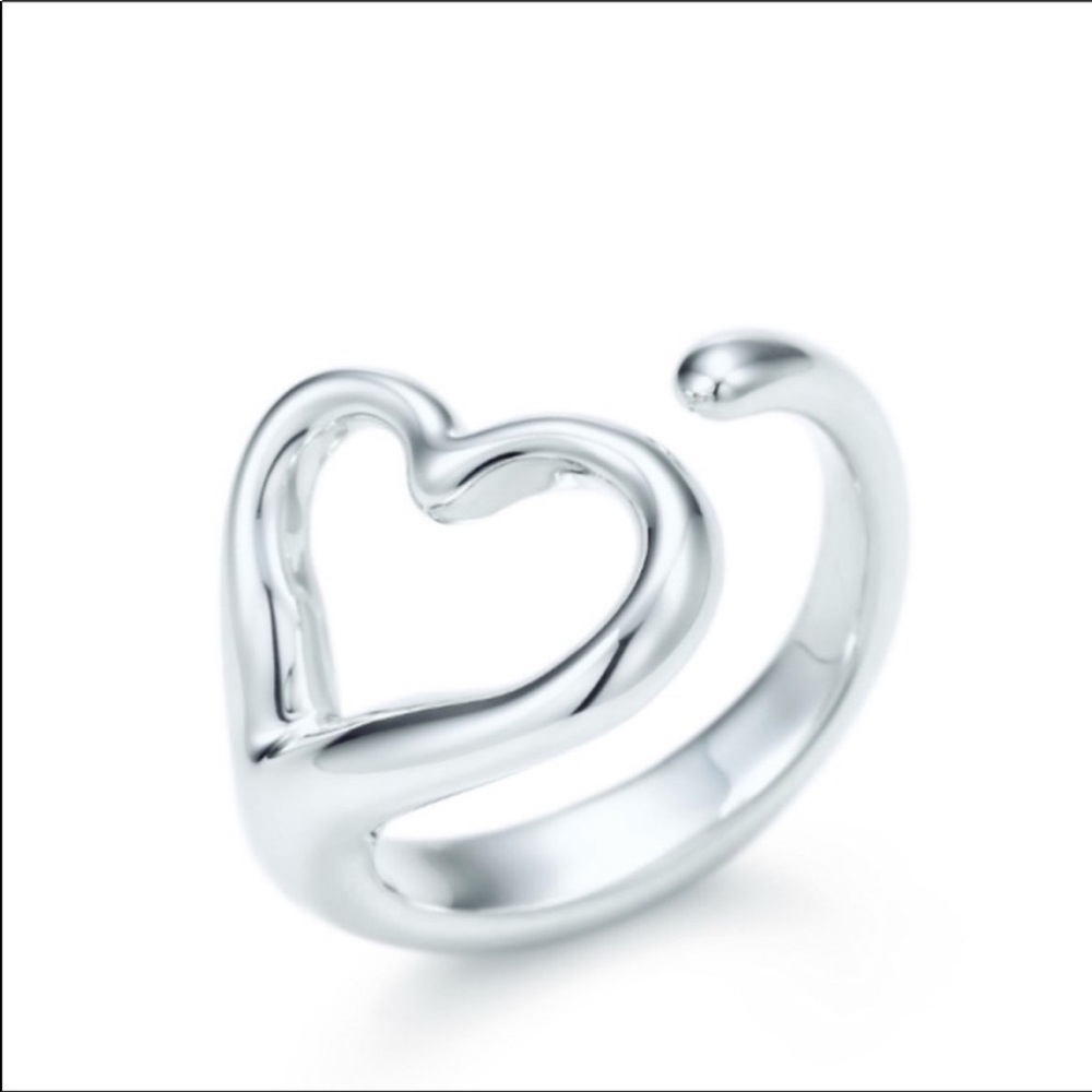 Tiffany 7 Co Elsa Peretti Sterling Silver Open Heart size 6 - Picture 2 of 14